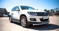 15 999 р. Защита переднего бампера (2 трубыØ76 и 42 мм, нержавейка) SLITKOFF Volkswagen Tiguan NF рестайлинг (2011-2017)  с доставкой в г. Майкоп. Увеличить фотографию 3
