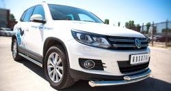 17 649 р. Защита переднего бампера (2 трубыØ76 и 63 мм, нержавейка, Sport & Style) SLITKOFF Volkswagen Tiguan NF рестайлинг (2011-2017)  с доставкой в г. Майкоп. Увеличить фотографию 3