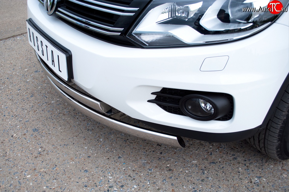 16 849 р. Защита переднего бампера (2 трубыØ75х42 мм, нержавейка) Russtal Volkswagen Tiguan NF рестайлинг (2011-2017)  с доставкой в г. Майкоп