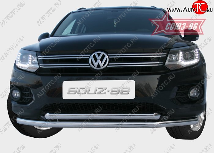 18 584 р. Защита переднего бампера двойная Souz-96 (d60/60) Volkswagen Tiguan NF рестайлинг (2011-2017)  с доставкой в г. Майкоп