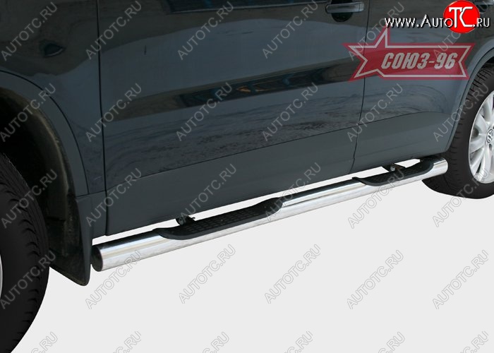 21 059 р. Защита порогов с проступью Souz-96 (d76) Volkswagen Tiguan NF рестайлинг (2011-2017)  с доставкой в г. Майкоп