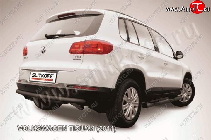 7 999 р. Защита задняя Slitkoff  Volkswagen Tiguan  NF (2011-2017) рестайлинг (Цвет: серебристый)  с доставкой в г. Майкоп