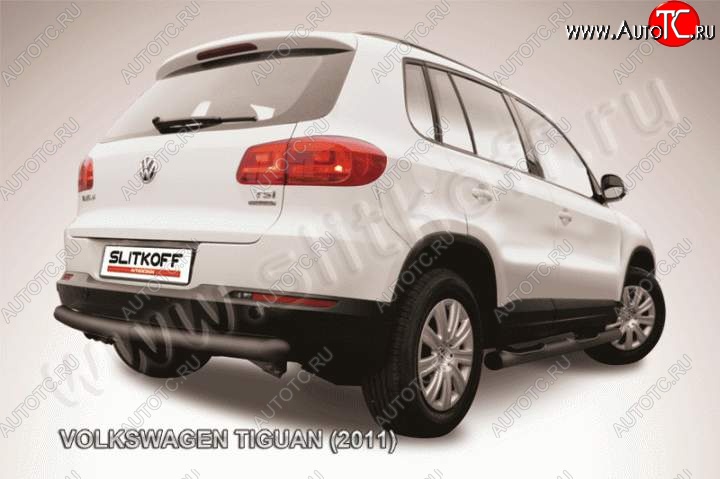 9 099 р. Защита задняя Slitkoff  Volkswagen Tiguan  NF (2011-2017) рестайлинг (Цвет: серебристый)  с доставкой в г. Майкоп