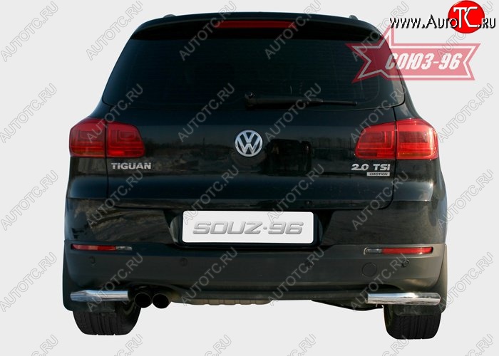 17 054 р. Защита заднего бампера из боковых уголков Souz-96 (d60) Volkswagen Tiguan NF рестайлинг (2011-2017)  с доставкой в г. Майкоп