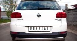 11 599 р. Защита заднего бампера (Ø75x42 мм, нержавейка) Russtal Volkswagen Tiguan NF рестайлинг (2011-2017)  с доставкой в г. Майкоп. Увеличить фотографию 2