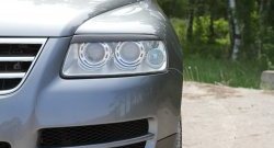 899 р. Реснички на фары RA Volkswagen Touareg GP дорестайлинг (2002-2007) (Неокрашенные)  с доставкой в г. Майкоп. Увеличить фотографию 7