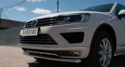 19 299 р. Одинарная защита переднего бампера диаметром 63 мм SLITKOFF Volkswagen Touareg NF рестайлинг (2014-2018)  с доставкой в г. Майкоп. Увеличить фотографию 2
