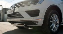 13 999 р. Защита переднего бампера (Ø75х42 мм, нержавейка) Russtal Volkswagen Touareg NF рестайлинг (2014-2018)  с доставкой в г. Майкоп. Увеличить фотографию 2