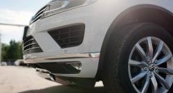 13 999 р. Защита переднего бампера (Ø75х42 мм, нержавейка) Russtal Volkswagen Touareg NF рестайлинг (2014-2018)  с доставкой в г. Майкоп. Увеличить фотографию 3
