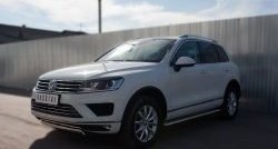 13 999 р. Защита переднего бампера (Ø75х42 мм, нержавейка) Russtal Volkswagen Touareg NF рестайлинг (2014-2018)  с доставкой в г. Майкоп. Увеличить фотографию 4