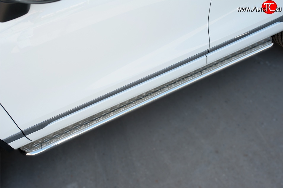 84 999 р. Широкая защита порогов Russtal Volkswagen Touareg NF рестайлинг (2014-2018) (Поверхность листа (вариант 1))  с доставкой в г. Майкоп