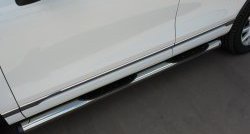 21 749 р. Защита порогов с пластиковыми вставками для ног из круглой трубы диаметром 76 мм Russtal Volkswagen Touareg NF рестайлинг (2014-2018)  с доставкой в г. Майкоп. Увеличить фотографию 4