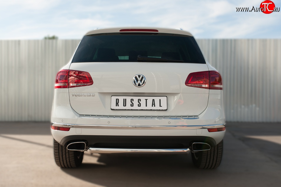 18 299 р. Одинарная защита заднего бампера диаметром 63 мм SLITKOFF Volkswagen Touareg NF рестайлинг (2014-2018)  с доставкой в г. Майкоп