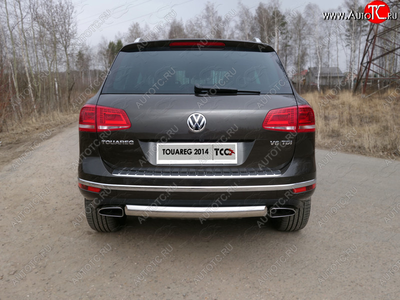 18 999 р. Защита заднего бампера (овальная) ТСС (нержавейка d75х42 мм)  Volkswagen Touareg  NF (2014-2018) рестайлинг  с доставкой в г. Майкоп