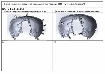 Левый подкрылок передний TOTEM Volkswagen Touareg 3 CR дорестайлинг (2018-2022)