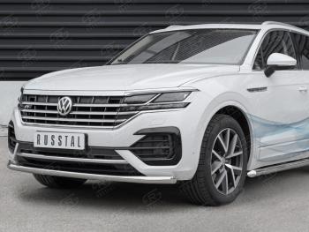 18 699 р. Защита переднего бампера (Ø63 мм, нержавейка, NOT 2.0 TSI) SLITKOFF  Volkswagen Touareg  CR (2018-2025)  с доставкой в г. Майкоп. Увеличить фотографию 2
