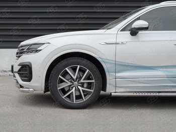 30 649 р. Защита переднего бампера (2 трубы Ø63 с клыками, нержавейка not 2.0 tsi) SLITKOFF  Volkswagen Touareg  CR (2018-2025)  с доставкой в г. Майкоп. Увеличить фотографию 4