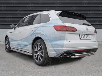 19 449 р. Защита заднего бампера (2 трубы Ø63 и 42 мм, нержавейка) SLITKOFF Volkswagen Touareg CR (2018-2025)  с доставкой в г. Майкоп. Увеличить фотографию 3