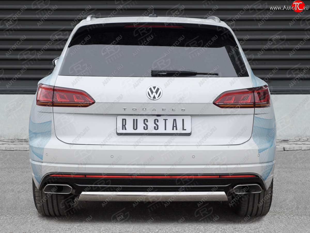 13 899 р. Защита заднего бампера (Ø75х42 мм, нержавейка) Russtal Volkswagen Touareg CR (2018-2025)  с доставкой в г. Майкоп