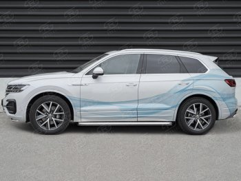 22 999 р. Пороги SLITKOFF d42 с листом Volkswagen Touareg CR (2018-2025) (лист алюминий, проф. сталь)  с доставкой в г. Майкоп. Увеличить фотографию 3