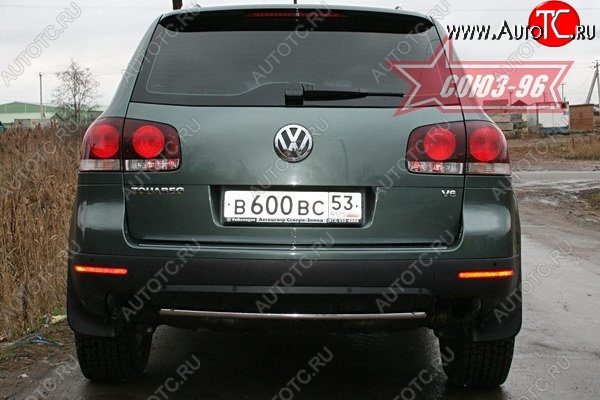 8 549 р. Защита заднего бампера Souz-96 (d42) Volkswagen Touareg 1 GP рестайлинг (2006-2010)  с доставкой в г. Майкоп