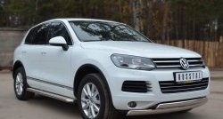 16 849 р. Защита переднего бампера (2 трубыØ75х42 мм, нержавейка) Russtal Volkswagen Touareg NF дорестайлинг (2010-2014)  с доставкой в г. Майкоп. Увеличить фотографию 4