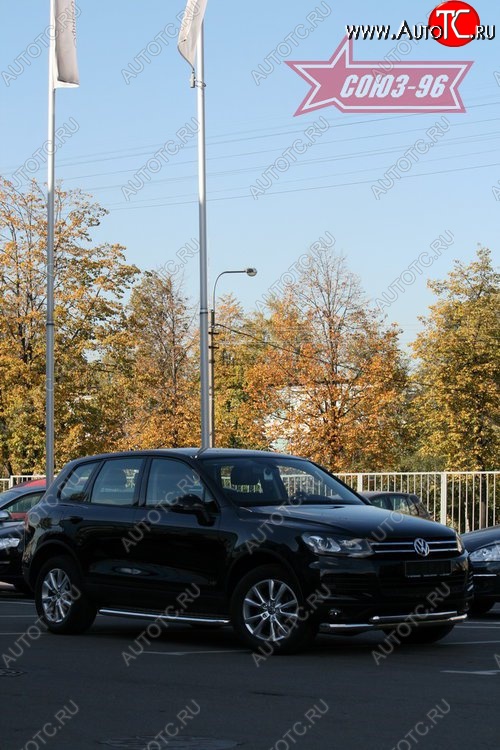 18 269 р. Защита переднего бампера двойная Souz-96 (d76/60) Volkswagen Touareg NF дорестайлинг (2010-2014)  с доставкой в г. Майкоп