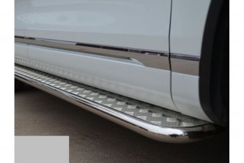 22 999 р. Широкая защита порогов с трубой d42 мм SLITKOFF v2 Volkswagen Touareg NF дорестайлинг (2010-2014)  с доставкой в г. Майкоп. Увеличить фотографию 2
