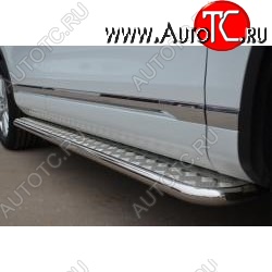 35 549 р. Широкая защита порогов с трубой d42 мм SLITKOFF v3 Volkswagen Touareg NF дорестайлинг (2010-2014)  с доставкой в г. Майкоп