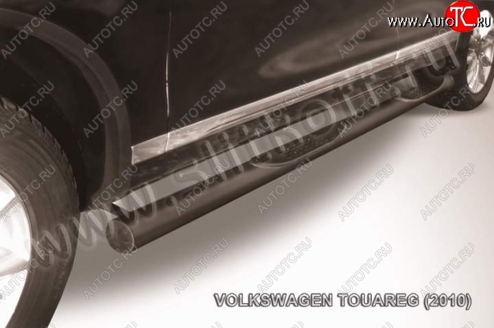 17 999 р. Защита порогов Slitkoff  Volkswagen Touareg  NF (2010-2014) дорестайлинг (Цвет: серебристый)  с доставкой в г. Майкоп