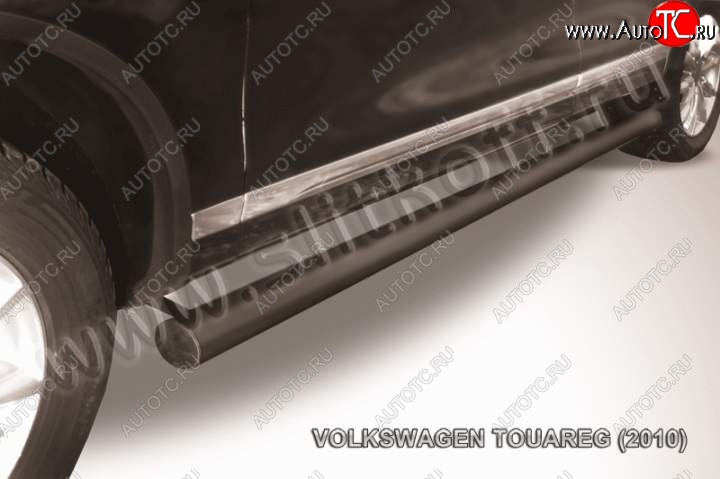 14 999 р. Защита порогов (Ø76 мм, с полимерным покрытием) Slitkoff Volkswagen Touareg NF дорестайлинг (2010-2014) (Цвет: серебристый)  с доставкой в г. Майкоп