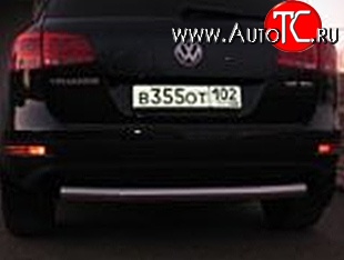 7 699 р. Защита заднего бампера d76 мм Металл Дизайн Volkswagen Touareg NF дорестайлинг (2010-2014) (полированная нержавейка)  с доставкой в г. Майкоп
