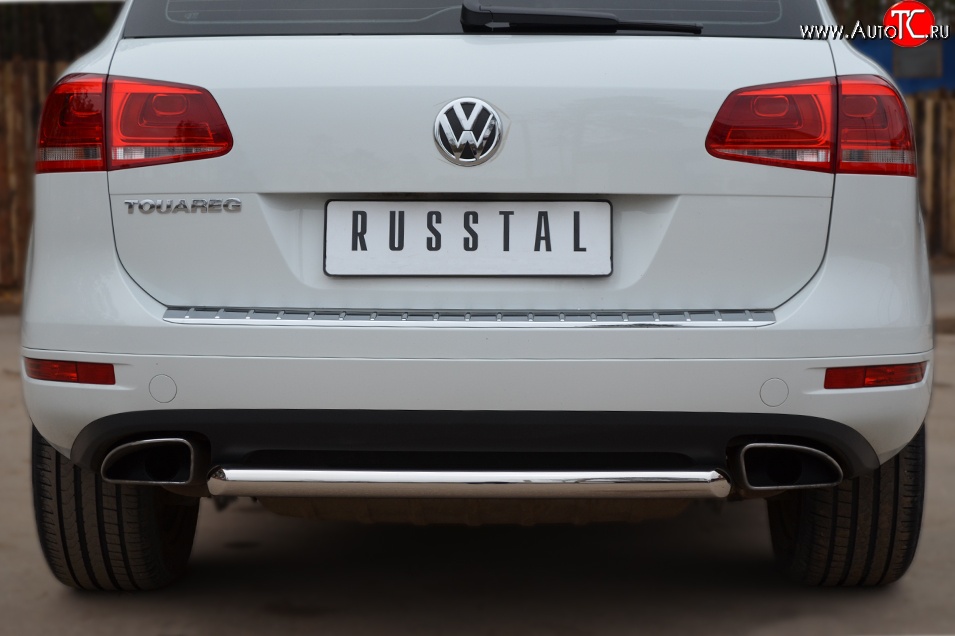 15 249 р. Одинарная защита заднего бампера из трубы диаметром 63 мм SLITKOFF Volkswagen Touareg NF дорестайлинг (2010-2014)  с доставкой в г. Майкоп