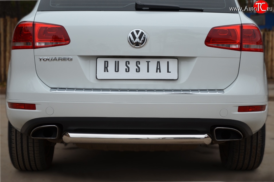 15 549 р. Одинарная защита заднего бампера из трубы диаметром 76 мм SLITKOFF Volkswagen Touareg NF дорестайлинг (2010-2014)  с доставкой в г. Майкоп