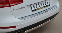 11 599 р. Защита заднего бампера (Ø75x42 мм, нержавейка) Russtal Volkswagen Touareg NF дорестайлинг (2010-2014)  с доставкой в г. Майкоп. Увеличить фотографию 2