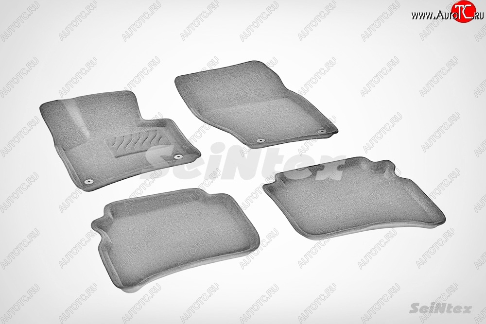 7 999 р. Износостойкие коврики в салон SeiNtex Premium 3D 4 шт. (ворсовые, серые)  Volkswagen Touareg  NF (2010-2014) дорестайлинг  с доставкой в г. Майкоп