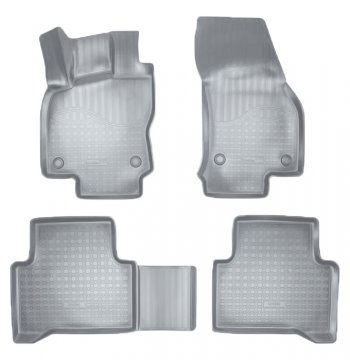 Коврики салонные Noplast (3D) Volkswagen Touran  2T (2015-2025) дорестайлинг минивэн (Серые)