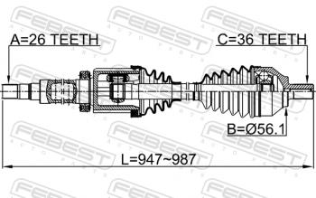 15 699 р. Правый привод передний в сборе FEBEST Volvo S70 (1996-2000)  с доставкой в г. Майкоп. Увеличить фотографию 2