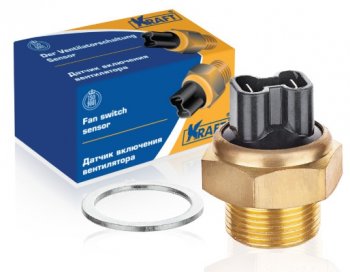 Датчик включения электровентилятора KRAFT (92-87°С) ГАЗ ГАЗель 3221 дорестайлинг автобус (1996-2002)