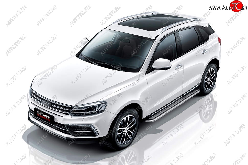 17 899 р. Защита порогов Slitkoff (с листом, d57 мм)  Zotye Coupa  B11F (2019-2021) (Нержавейка)  с доставкой в г. Майкоп