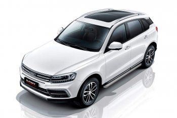 Защита порогов Slitkoff (d57 мм) Zotye Coupa  B11F (2019-2021) (Сталь с полимерным покрытием. Цвет: серебристый)