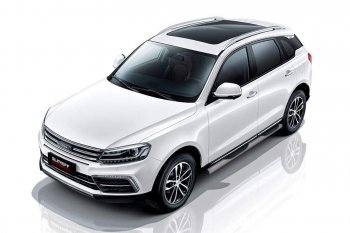 Защита порогов Slitkoff (d76 мм, с проступями) Zotye Coupa  B11F (2019-2021) (Сталь с полимерным покрытием. Цвет: серебристый)