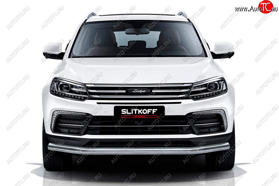9 999 р. Защита переднего бампера Slitkoff (d57 мм)  Zotye Coupa  B11F (2019-2021) (Нержавейка, Полированная)  с доставкой в г. Майкоп