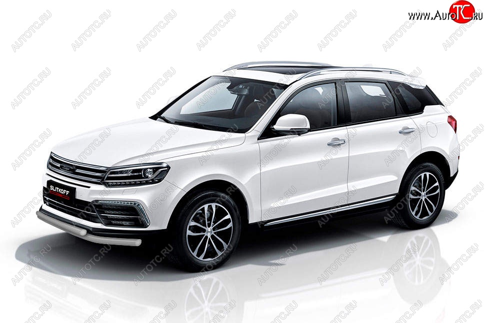 9 899 р. Защита переднего бампера Slitkoff (двойная, d57/57)  Zotye Coupa  B11F (2019-2021) (Сталь с полимерным покрытием. Цвет: серебристый)  с доставкой в г. Майкоп