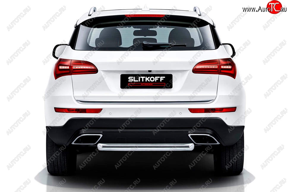 7 199 р. Защита заднего бампера Slitkoff (короткая, d57 мм)  Zotye Coupa  B11F (2019-2021) (Нержавейка, Полированная)  с доставкой в г. Майкоп