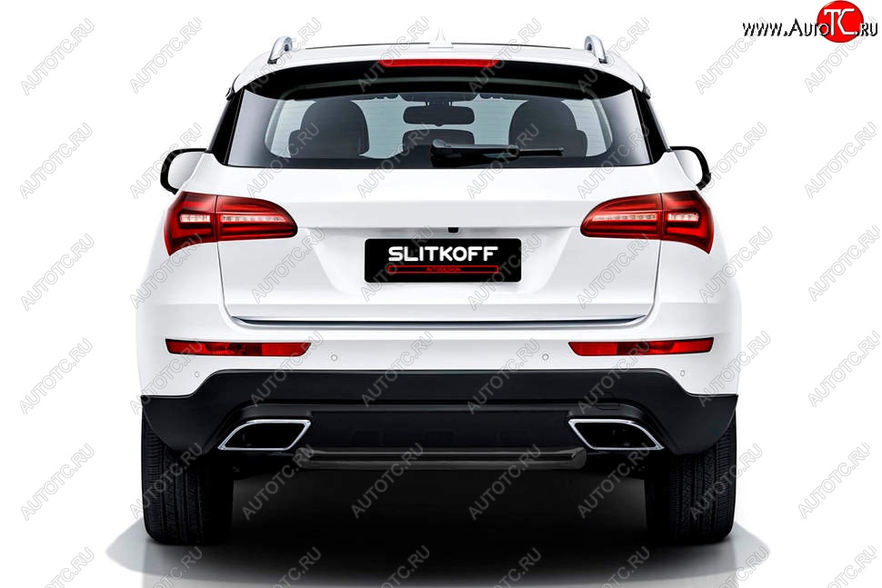 6 499 р. Защита заднего бампера Slitkoff (короткая, d57 мм)  Zotye Coupa  B11F (2019-2021) (Сталь с полимерным покрытием. Цвет: чёрный)  с доставкой в г. Майкоп