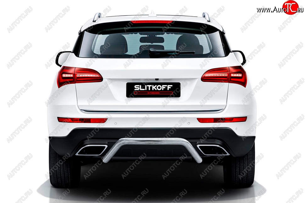 11 499 р. Защита заднего бампера Slitkoff (скоба, d57 мм)  Zotye Coupa  B11F (2019-2021) (Нержавейка, Полированная)  с доставкой в г. Майкоп