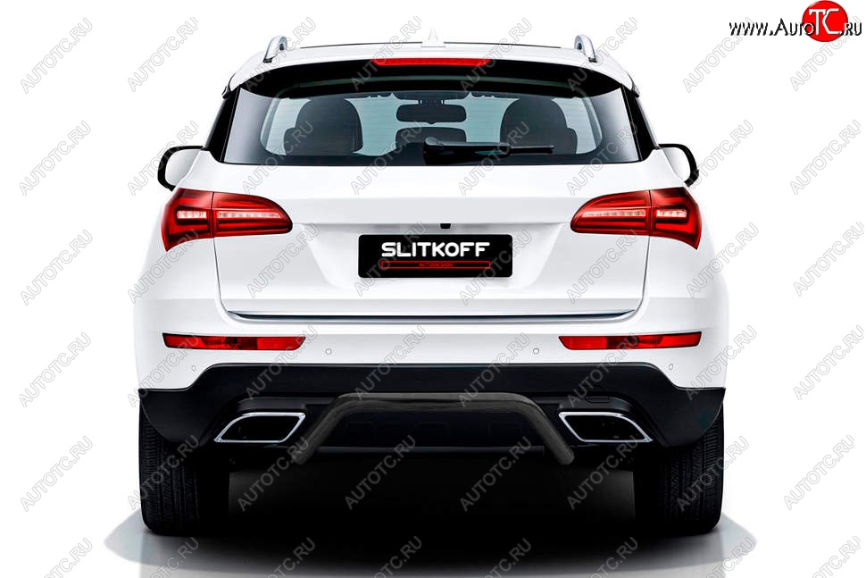 10 299 р. Защита заднего бампера Slitkoff (скоба, d57 мм)  Zotye Coupa  B11F (2019-2021) (Сталь с полимерным покрытием. Цвет: чёрный)  с доставкой в г. Майкоп
