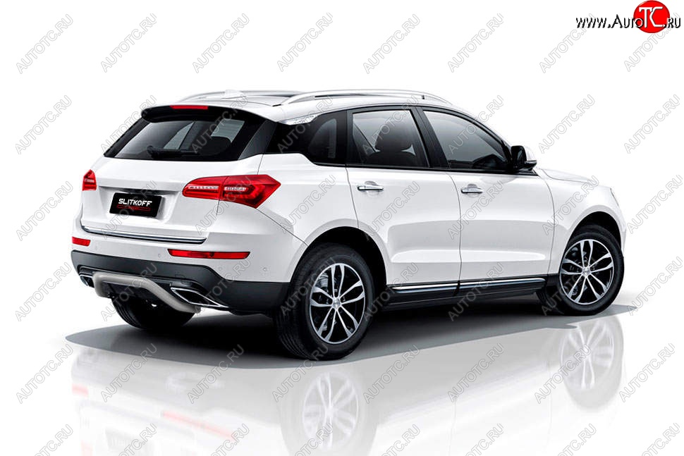 7 999 р. Защита заднего бампера Slitkoff (скоба, d57 мм) Zotye Coupa B11F (2019-2021) (Сталь с полимерным покрытием. Цвет: серебристый)  с доставкой в г. Майкоп
