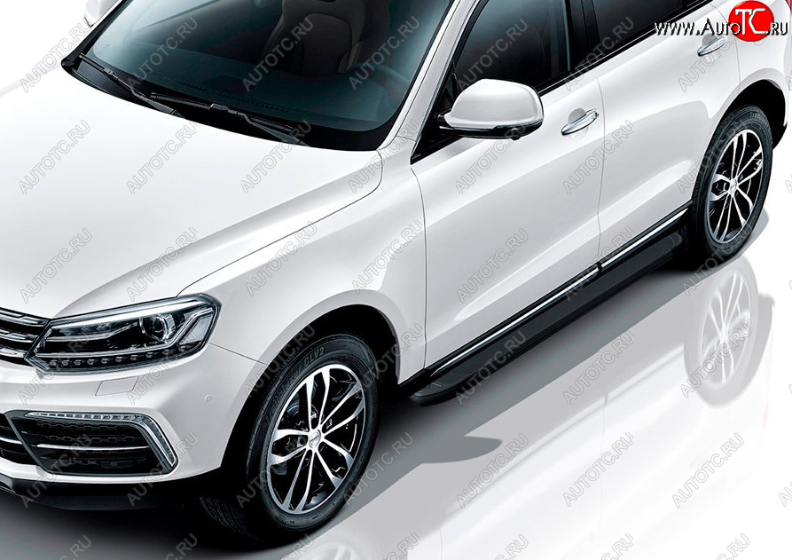 13 349 р. Пороги алюминиевые Slitkoff  Zotye Coupa  B11F (2019-2021) (Optima Black )  с доставкой в г. Майкоп